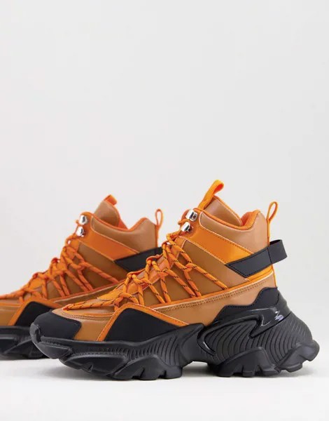 Черно-оранжевые походные кроссовки на толстой подошве ASOS DESIGN District-Оранжевый цвет
