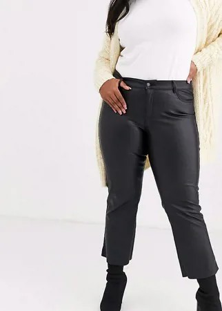 Черные прямые брюки из искусственной кожи Vero Moda Curve-Черный цвет