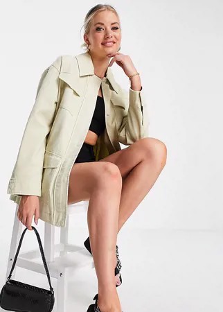 Выбеленная кремовая куртка с четырьмя карманами и поясом ASOS DESIGN Tall-Белый