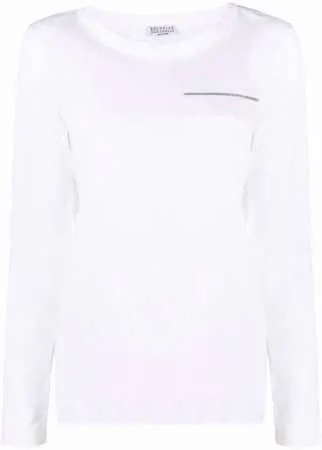 Brunello Cucinelli футболка с длинными рукавами и декором Monili