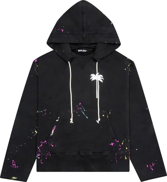 Худи Palm Angels PxP Painted Raw Cut Hoodie 'Black/White', черный