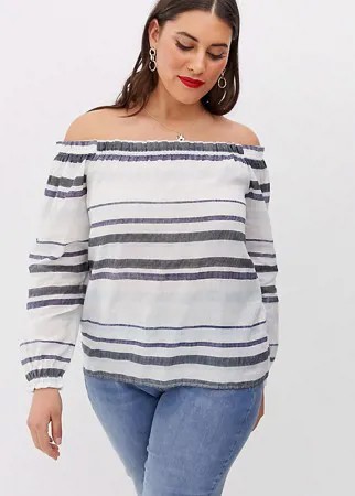 Блузка в полоску с открытыми плечами Vero Moda Curve-Мульти