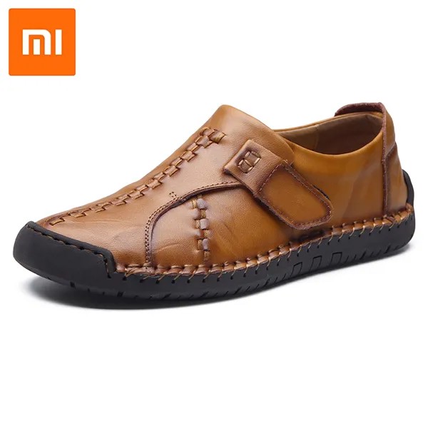 Новинка 2021, мужская повседневная обувь Xiaomi, модные удобные кожаные туфли для вождения, легкие лоферы, Мокасины, мужская обувь на плоской под...