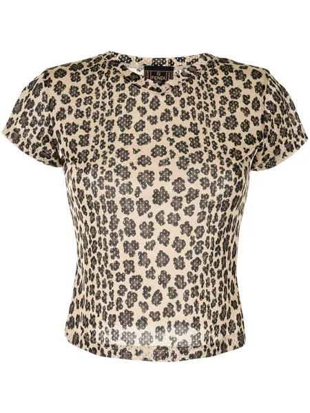 Fendi Pre-Owned футболка с леопардовым принтом и перфорацией