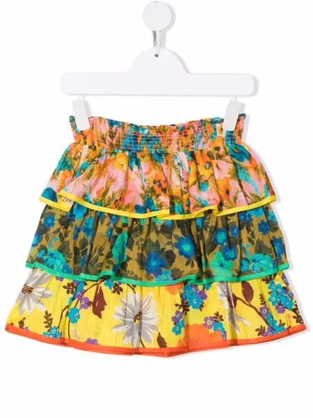 ZIMMERMANN Kids юбка с оборками и контрастной вставкой