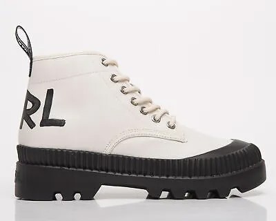 Женские кожаные ботинки Karl Lagerfeld Trekka II Brush Logo Hiker Off White Leather Shoes