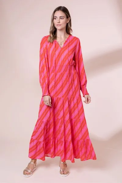 Розовое платье макси Nostalgic EcoVero Lily в полоску Anorak, розовый