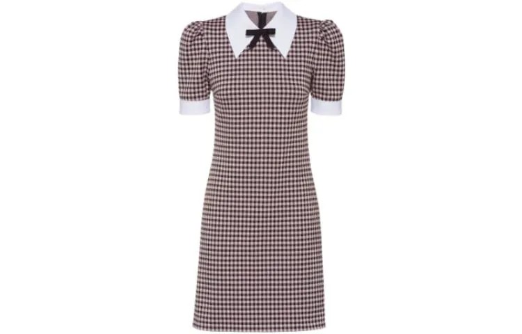 Платье с короткими рукавами женское коричневое Miu Miu