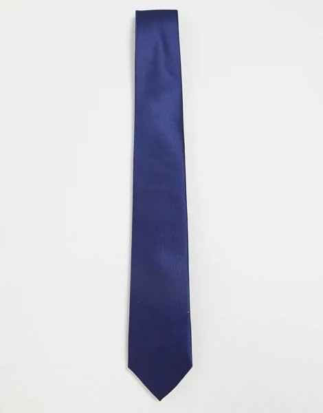 Однотонный атласный галстук Gianni Feraud-Темно-синий
