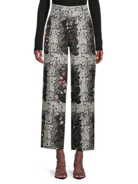 Широкие брюки с цветочным принтом Giambattista Valli, цвет Black White
