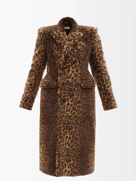 Пальто leo из искусственного меха с талией «песочные часы» Balenciaga, коричневый