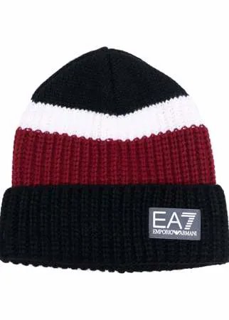 Ea7 Emporio Armani шапка бини с нашивкой-логотипом