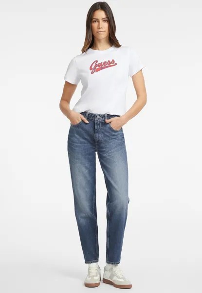 Футболка с принтом SCRIPT LOGO Guess Jeans, белый