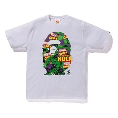 Футболка BAPE Marvel Crossover Green Printing Short Sleeve Unisex White, белый