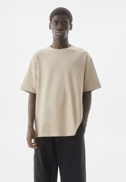 Базовая футболка Short Sleeve Textured PULL&BEAR, бежевый