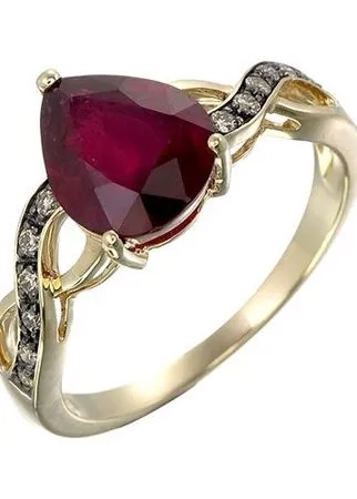 Кольцо с рубином и бриллиантами из жёлтого золота R1084-2023 17.5