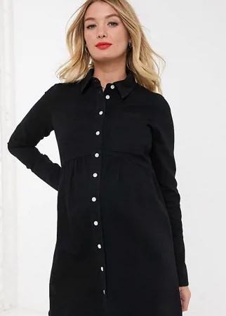 Черное джинсовое платье-рубашка ASOS DESIGN Maternity-Черный