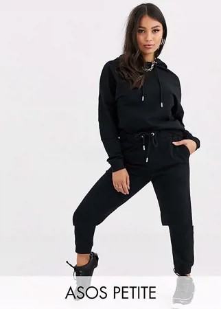 Худи и узкие джоггеры из органического хлопка ASOS DESIGN Petite-Черный цвет