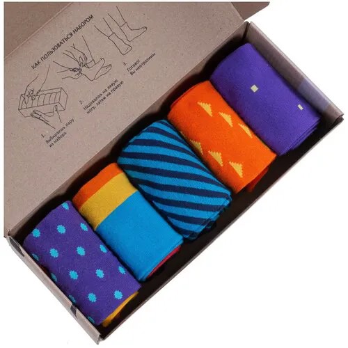 Мужские носки Нева-Сокс, 5 пар, классические, подарочная упаковка, размер 27 (41-43), мультиколор