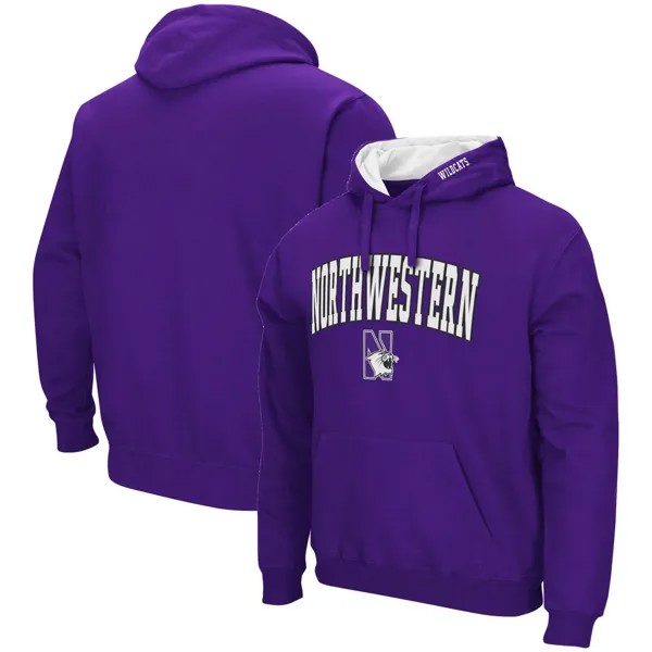 Мужской фиолетовый пуловер с капюшоном Northwestern Wildcats Arch & Logo 3.0 Colosseum
