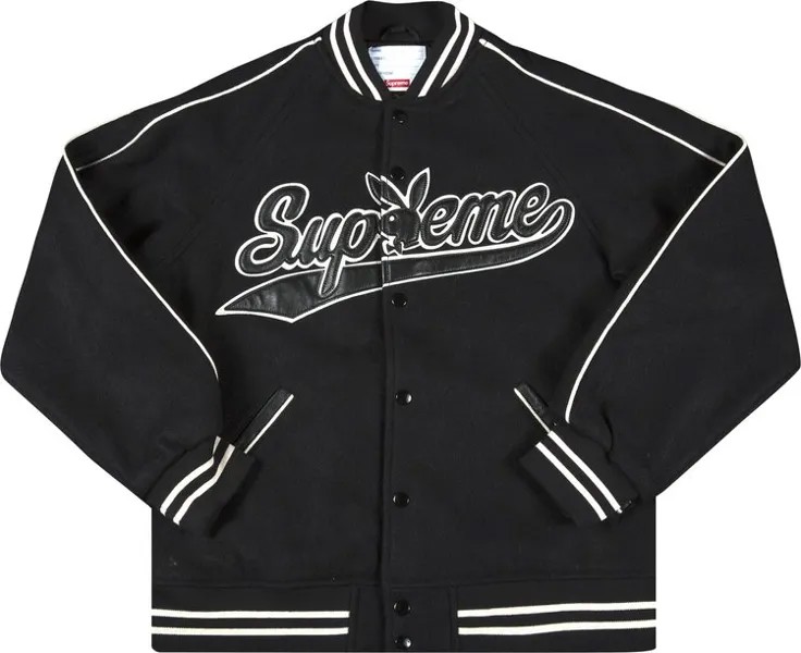 Куртка Supreme x Playboy Varsity Jacket 'Black', черный