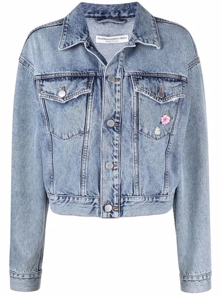 Alessandra Rich джинсовая куртка с цветочной вышивкой