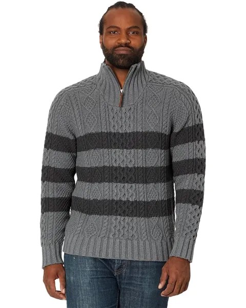 Свитер L.L.Bean Signature Cotton Fisherman 1/4 Stripe, цвет Gray Heather