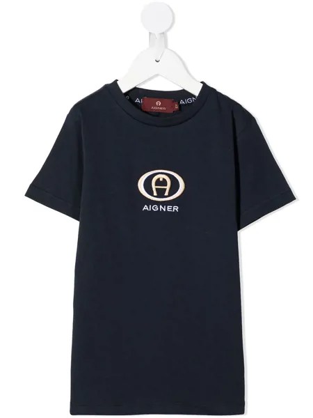 Aigner Kids футболка с вышитым логотипом