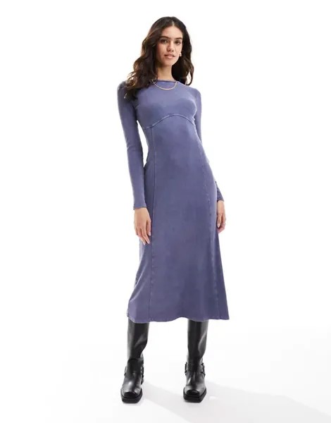 Корсетное платье макси цвета индиго с декоративной строчкой Miss Selfridge