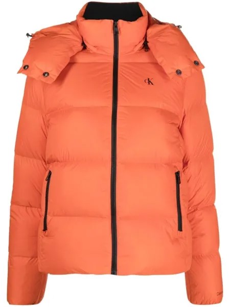 Calvin Klein Jeans пуховик с логотипом, оранжевый