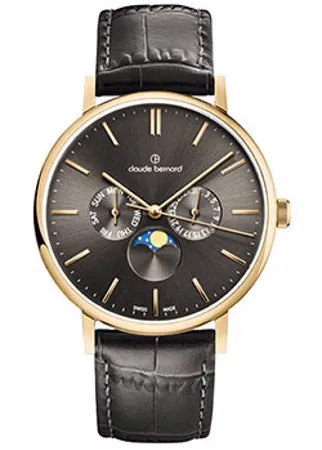 Швейцарские наручные  мужские часы Claude Bernard 40004-37JGID. Коллекция Classic Slim Line