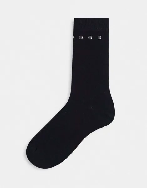 Черные носки с заклепками ASOS DESIGN