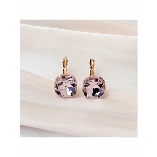 Серьги конго , фианит, золотой, розовый