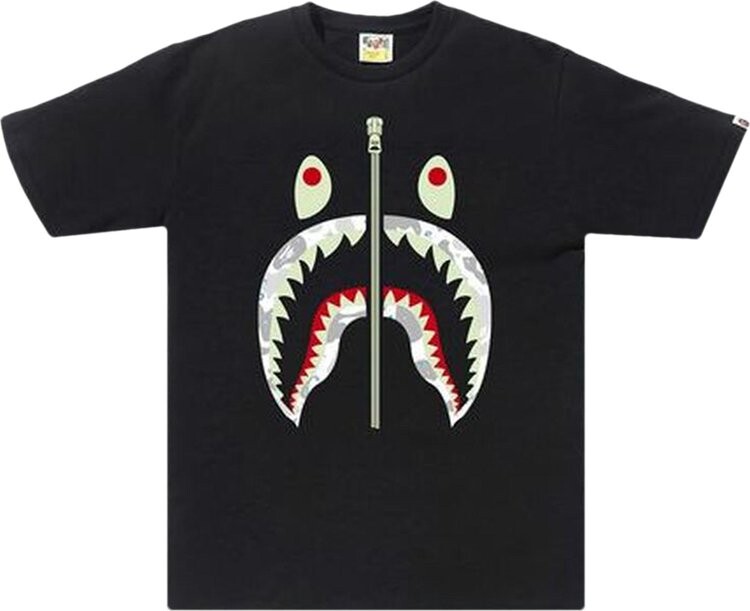 Футболка BAPE Space Camo Shark Tee 'Black', черный