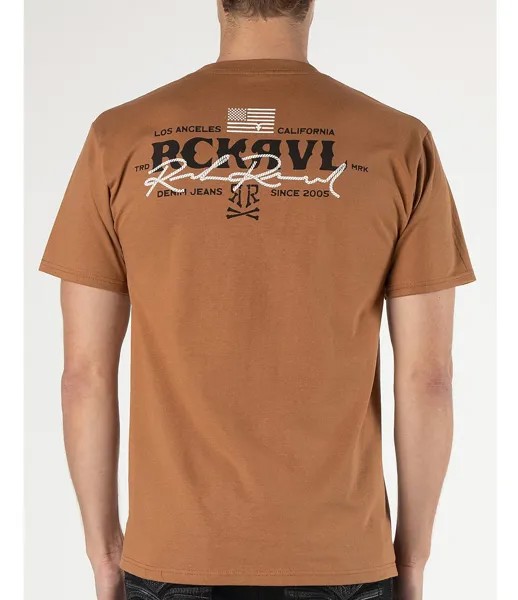 Футболка с флагом Rock Revival с короткими рукавами, коричневый