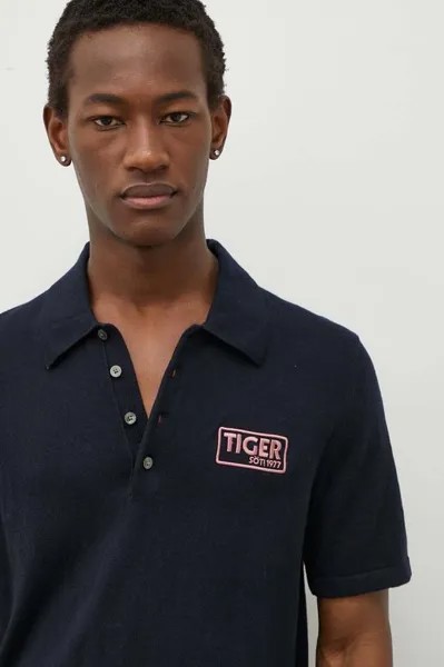 Шерстяная рубашка-поло Erros Tiger of Sweden, темно-синий