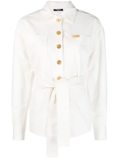Balmain джинсовая куртка с логотипом, белый