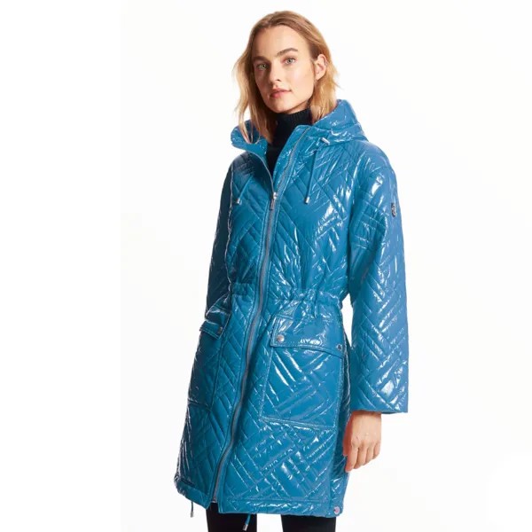 Куртка Michael Michael Kors Quilted Ciré Nylon Puffer, голубой