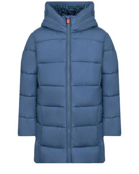 Голубое стеганое пальто с капюшоном Save the Duck детское