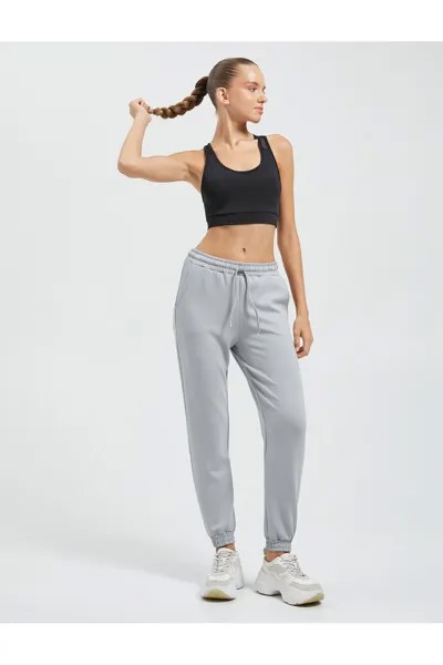 Спортивные штаны Jogger с карманами и высокой талией Koton, серый