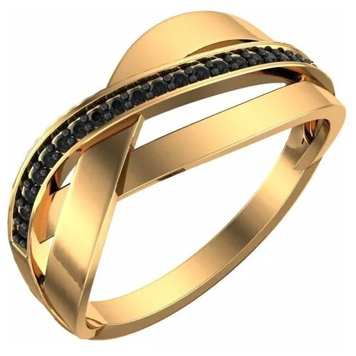 Женское золотое кольцо с черными фианитами 1101032-00200 POKROVSKY