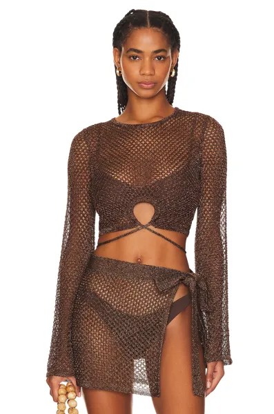 Топ House of Harlow 1960 x REVOLVE Sana Metallic Open Stitch, бронзовый