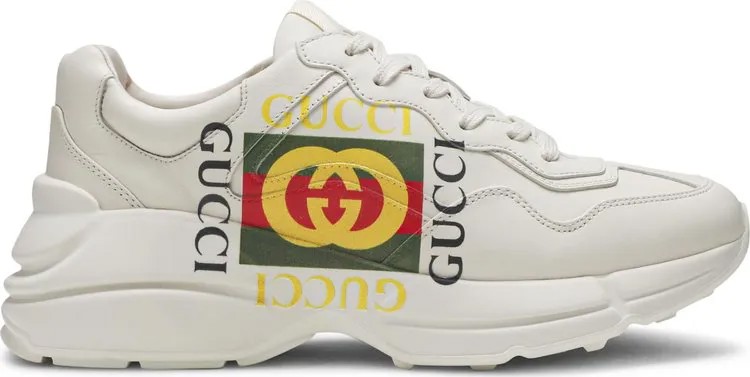 Кроссовки Gucci Rhyton Leather Sneaker Vintage Logo, кремовый