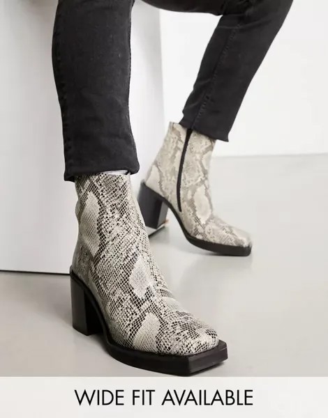 Ботинки челси на каблуке ASOS из искусственной кожи со змеиным принтом