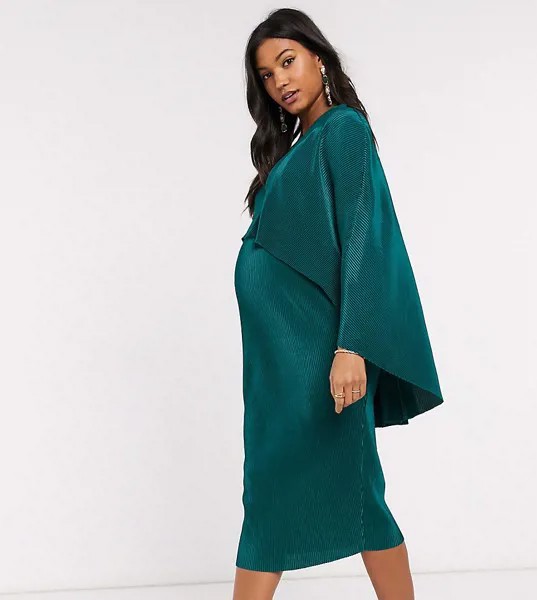Платье миди с кейпом ASOS DESIGN Maternity-Зеленый