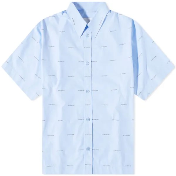 Рубашка с коротким рукавом с повторяющимся логотипом Givenchy, голубой