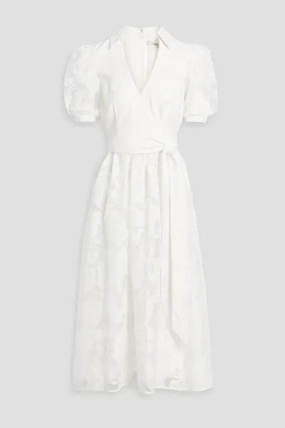 Платье миди из органзы деворе с запахом BADGLEY MISCHKA, белый