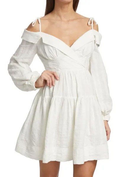 Мини-платье Jonathan Simkhai с открытыми плечами bahari ,белый