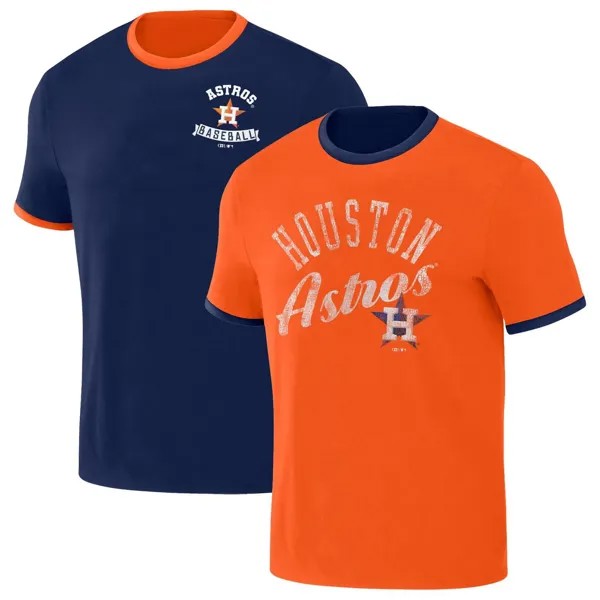Мужская двусторонняя футболка Darius Rucker Collection от Fanatics темно-оранжевая Houston Astros Two-Way Ringer