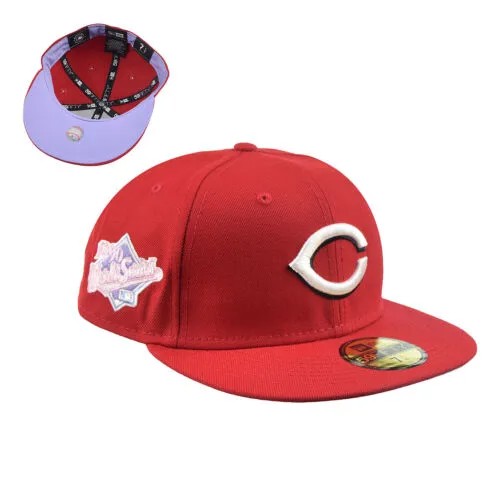 Мужская приталенная шляпа New Era Cincinnati Reds Pop Sweat 59Fifty красно-лавандовая